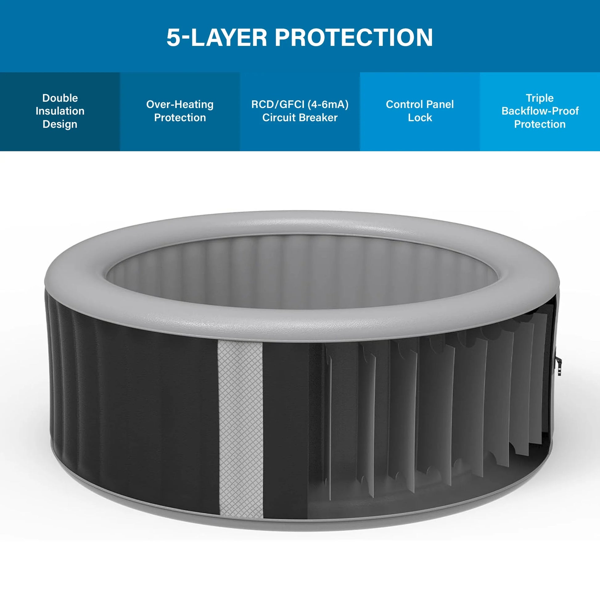Nice 4-6 Person Inflatable Hot Tub Spa + Cover, Rattan Pattern, Rapid Heating up to 104°F, 140 Water Jets, 264 Gal, Round