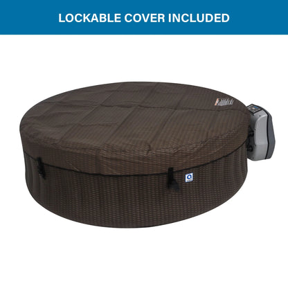 Nice 4-6 Person Inflatable Hot Tub Spa + Cover, Rattan Pattern, Rapid Heating up to 104°F, 140 Water Jets, 264 Gal, Round