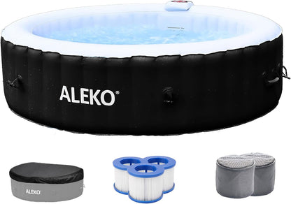 Inflatable Hot Tub Spa | Personal High Powered Jetted Bubble | 265 Gallon | Black and White | HTIR6BKW