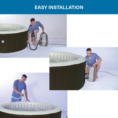 Nice 4-6 Person Inflatable Hot Tub Spa + Cover, Rattan Pattern, Rapid Heating up to 104°F, 140 Water Jets, 264 Gal, Round