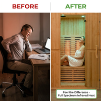 Infrared Home Sauna Room for 2 Persons Sauna Spa Room Hemlock Wood Infrared Sauna Cabin Dry Sauna with Full Spectrum Radiator, LED Light, Bluetooth, MP3, USB (2 Person Sauna Room) — Before & After