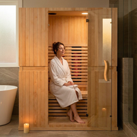 Infrared Home Sauna Room for 2 Persons Sauna Spa Room Hemlock Wood Infrared Sauna Cabin Dry Sauna with Full Spectrum Radiator, LED Light, Bluetooth, MP3, USB (2 Person Sauna Room) — Lifestyle