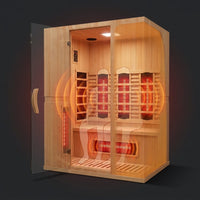 Infrared Home Sauna Room for 2 Persons Sauna Spa Room Hemlock Wood Infrared Sauna Cabin Dry Sauna with Full Spectrum Radiator, LED Light, Bluetooth, MP3, USB (2 Person Sauna Room) — How It Works