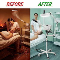Professional Facial Steamer with LED Magnifying Lamp - 2 in 1 Digital Controls, Aromatherapy, Esthetician Supplies for Beauty Salon, Spa Equipment, and Home Use- Combo Unit — Before & After