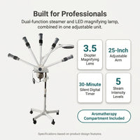 Professional Facial Steamer with LED Magnifying Lamp - 2 in 1 Digital Controls, Aromatherapy, Esthetician Supplies for Beauty Salon, Spa Equipment, and Home Use- Combo Unit — Results & Stats