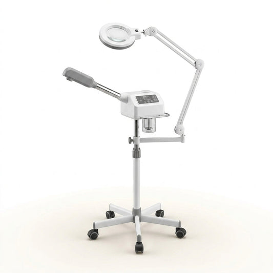 Professional Facial Steamer with LED Magnifying Lamp - 2 in 1 Digital Controls, Aromatherapy, Esthetician Supplies for Beauty Salon, Spa Equipment, and Home Use- Combo Unit — Studio Shot