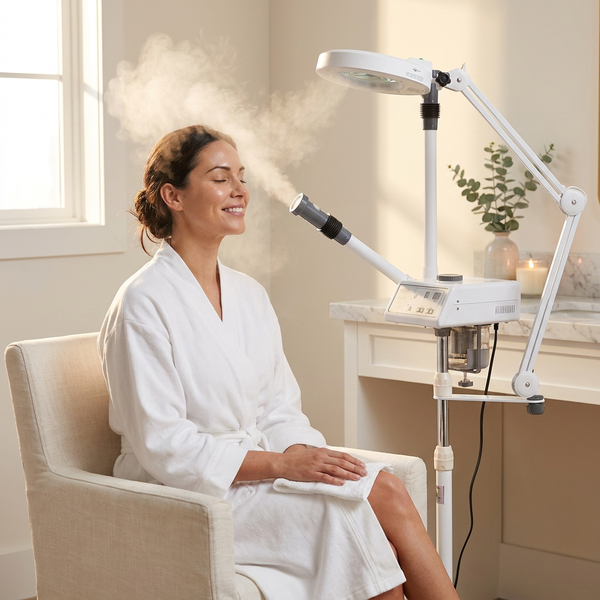 Facial Steamer Designed for Professional Use, LED Magnifying Lamp, Digital Controls, Aromatherapy Function