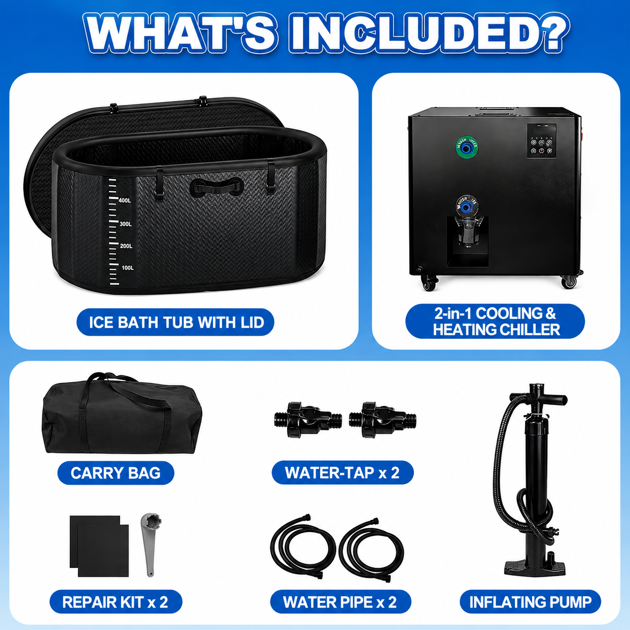 248-Gallon Inflatable Cold Plunge Tub with 1HP Chiller, WiFi &amp; Heating