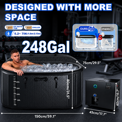 248-Gallon Inflatable Cold Plunge Tub with 1HP Chiller, WiFi &amp; Heating
