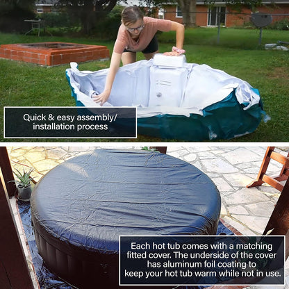 Inflatable Hot Tub Spa | Personal High Powered Jetted Bubble | 265 Gallon | Black and White | HTIR6BKW