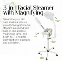 - 3-In-1 Ozone Facial Steamer, Facial Steamer for Esthetician with 5X Diopter Magnifying Lamp, 5-Piece Brush Set, Silent Timer & Aromatherapy, Facial Steamer Professional